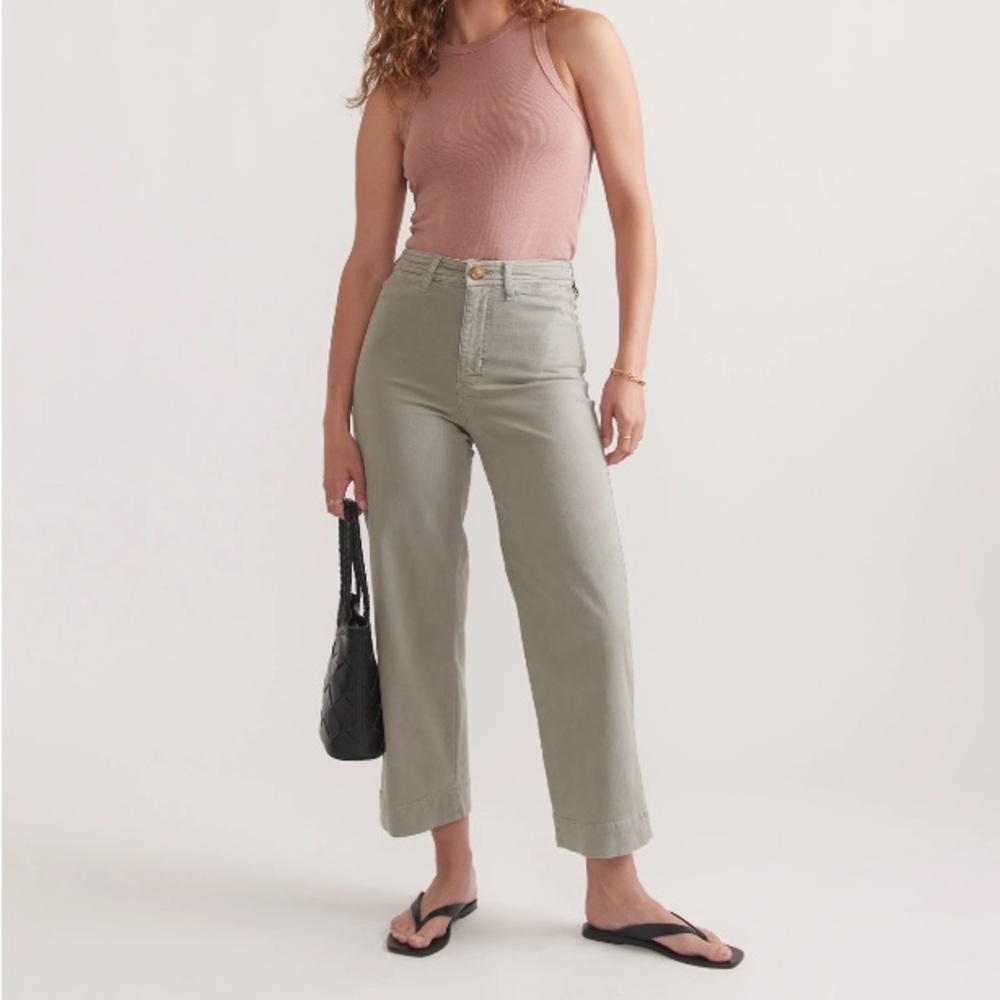 MARINE LAYER Bridget Wide Leg Crop PANT BOTTOM CROP LEG 8 Petite W/measurements